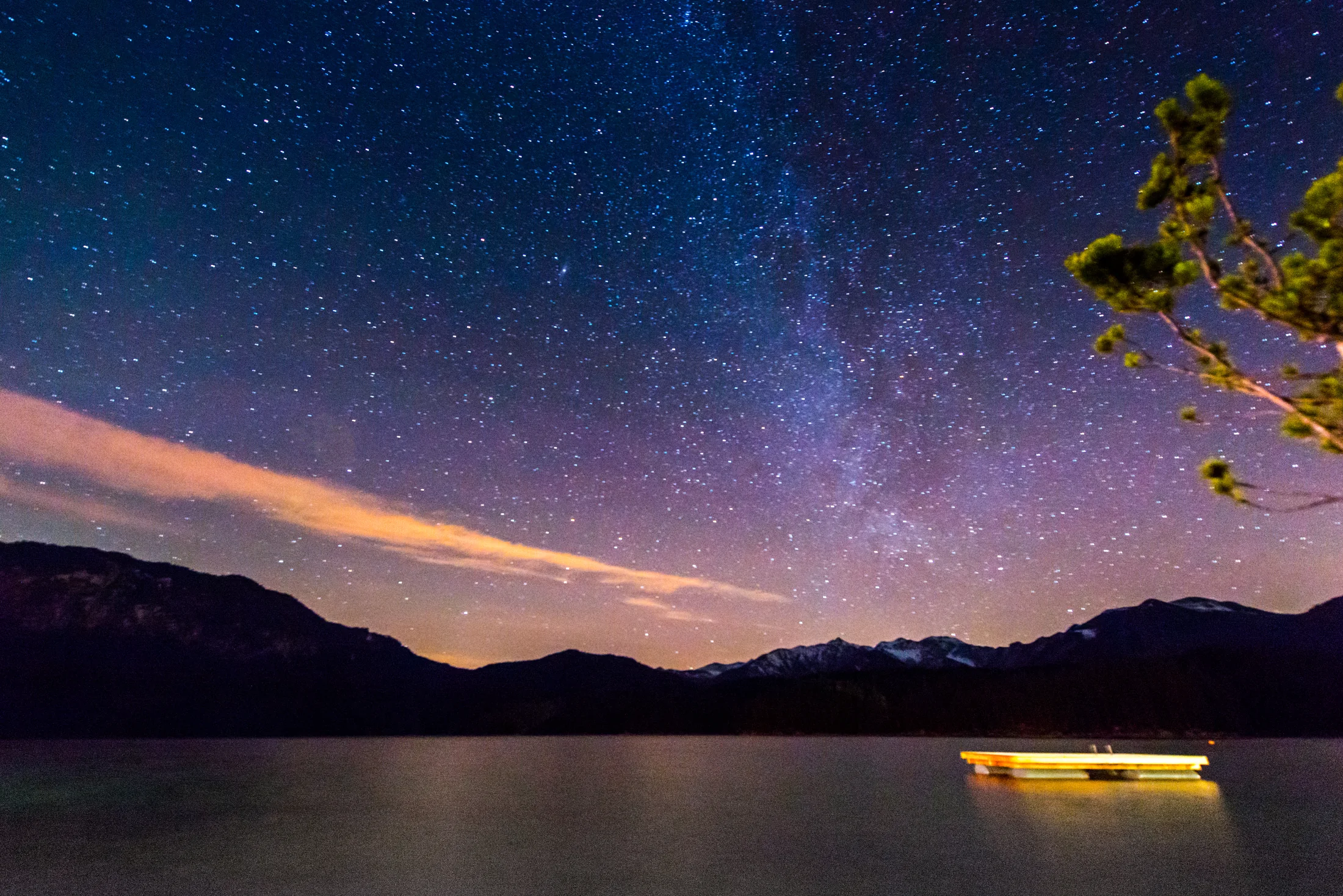 Night landscape at Eibsee in the German Alps